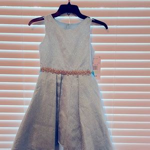 Beautiful blue dress with DeMonte waste